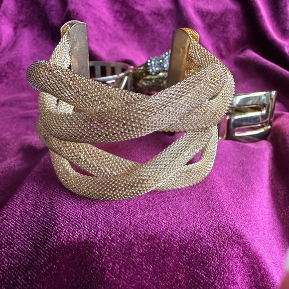 5/$25 will bundle Gold Tone Cuff Bracelet Quad - Picture 6 of 9